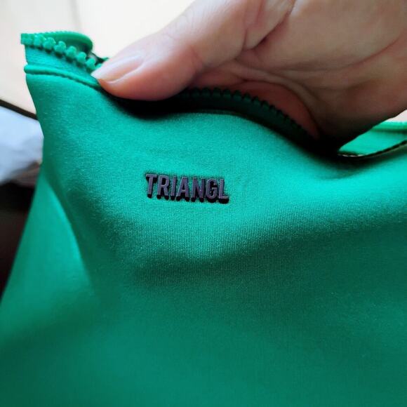 Triangl Swimwear Neoprene Swimsuit Zip Pouch in Green waterproof bikini store - Picture 6 of 6